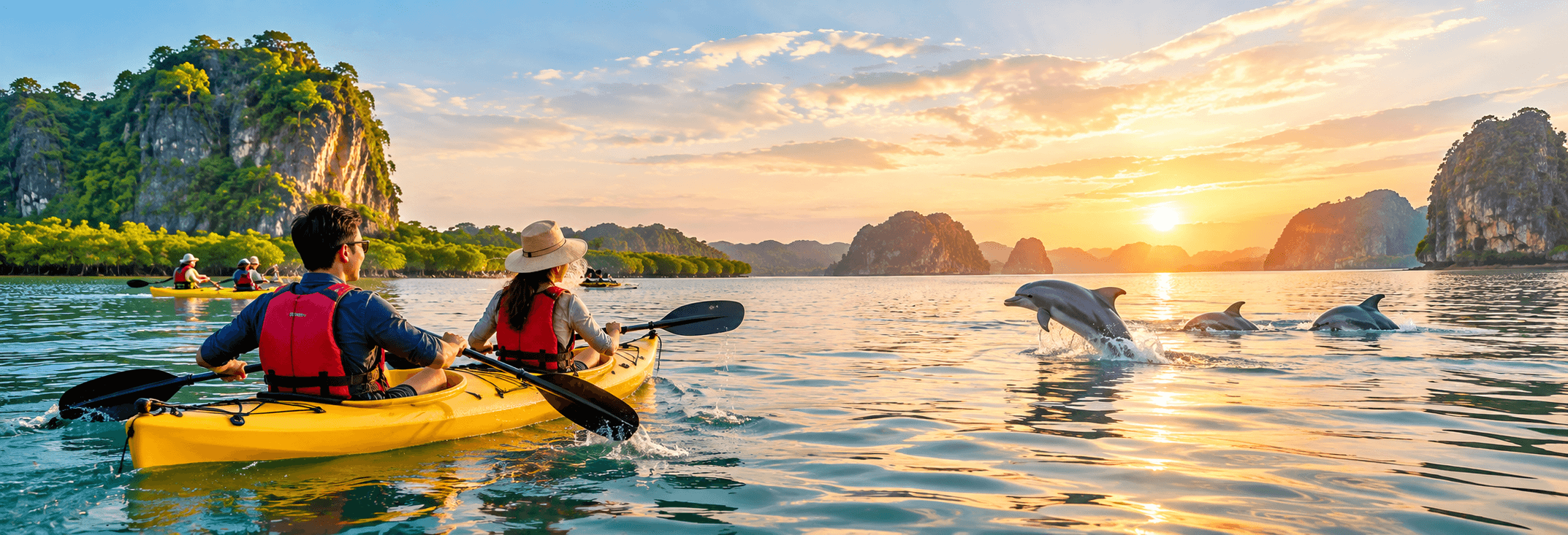 Kayak and cruise tours featuring river kayaking, island hopping, sunset cruises, and coastal exploration adventures